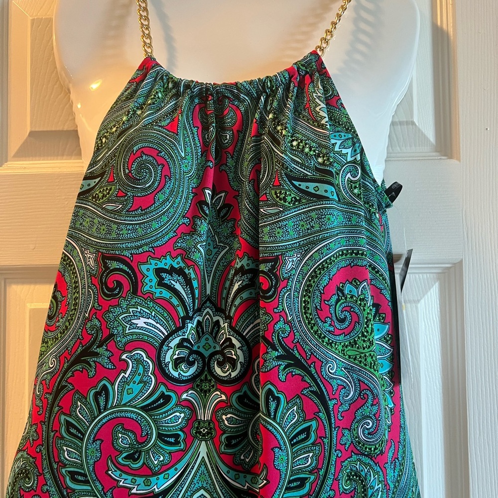 Nina Leonard chain neckline paisley dress - Picture 3 of 3
